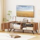 Mid-century modern TV stand in oak with storage cabinet, suitable for TVs up to 55 inches, ideal for living room.