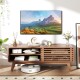 Brown TV stand for TVs up to 55", featuring sliding door, adjustable shelves, and mid-century design for living room.