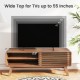 TV stand with a wide top for TVs up to 55", featuring a sliding door and adjustable shelves in brown finish.