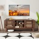 Walnut TV stand for TVs up to 65" with sliding doors and adjustable shelves, perfect for living room storage.