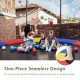 Multicolor trampoline safety pad with seamless design, featuring tear-resistant material for edge-to-edge protection.