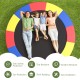 Multicolor 12 feet trampoline safety pad with thick padding, tear-resistant material, and easy installation for outdoor.