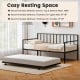 Twin size daybed and trundle frame set with a modern design, featuring heavy-duty metal slats for sturdy support.