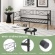 Twin size platform bed with heavy-duty metal slat support, featuring a stylish design and anti-slip foot pads for.