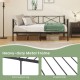 Twin size platform bed with heavy-duty metal frame, stylish backrest, and extra support leg for cozy seating and.