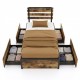 Twin bed frame showcasing the modern slatted headboard and ambient RGB LED lighting for enhanced bedroom aesthetics.
