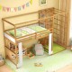 Wooden loft bed with climbing ladder and rock wall, designed for kids' play and sleep, supporting up to 440 lbs.