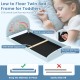 Twin floor bed frame with unicorn design, 210D oxford cloth mat, elevated side boards for kids' independence.