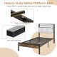 Twin size bed frame with LED light, sturdy metal slats, and non-slip foot pads for reliable support and easy charging.