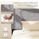 Upholstered headboard in breathable linen fabric with geometric quilting for a modern twin/full/queen bed frame.