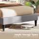 Modern platform bed frame with upholstered headboard and 6-inch clearance for easy robot vacuum access.