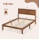 Full size bed frame with headboard, wooden slats, and rustic wood grain, supporting up to 660 lbs for stable sleeping.