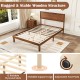 Full-size bed frame with headboard, rugged wooden structure, and adjustable foot pads for enhanced stability.