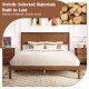 Queen size bed frame with headboard, crafted from acacia wood, featuring sturdy wooden slats for lasting support.