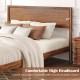 Queen size bed frame with a comfortable high headboard and rustic wood grain accents, perfect for stylish bedroom decor.