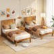 Twin size acacia wood platform bed frame with retro headboard, featuring a smooth finish and sturdy support for bedroom.
