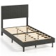 Twin size velvet bed frame with chevron headboard in gray, featuring adjustable height and sturdy wooden slats for.