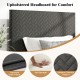 Chevron-patterned gray upholstered headboard with soft sponge filling for optimal comfort, suitable for various.