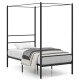Twin size metal canopy bed frame with slat support, sturdy design, and 12.5" clearance for storage space.