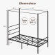 Twin size metal canopy bed frame with slat support, 75.5" height, 660 lbs capacity, ideal for elegant bedroom decor.