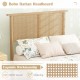 Boho rattan headboard in twin size, featuring hand-woven design and sturdy rubber wood support for lasting durability.