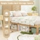 Twin/Full/Queen size bed frame with rattan headboard and ample under-bed storage for suitcases and shoes.