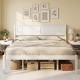 Queen size sturdy wooden bed frame with headboard, slat support, and 12" under-bed storage for a tidy room.