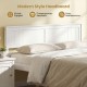 Queen size sturdy wooden bed frame with white headboard and slat support, featuring easy maintenance and contemporary.