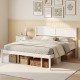 Queen size wooden bed frame with headboard, slat support, and 12" under bed storage for a tidy bedroom.