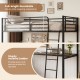 Twin loft bed in rustic brown with desk, shelves, and sturdy inclined ladder for kids and adults, optimizing space.