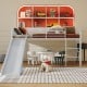 Twin metal loft bed with slide, safety guardrails, and built-in ladder in silver, perfect for kids' rooms and fun play.