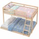 Twin over full bunk bed frame in natural pine wood with integrated ladder and guardrails, perfect for kids' rooms.