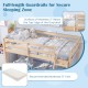 Twin over full bunk bed frame in natural wood with guardrails, integrated ladder, and low-to-ground design for kids'.