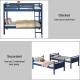 Navy twin over twin bunk bed convertible into two individual beds, featuring high guardrails and a sturdy ladder for.