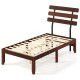 Twin size bed frame with retro headboard, solid wood construction, and ample under-bed storage for versatile use.