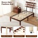 Twin size solid wood platform bed frame with retro headboard, featuring 12 plywood slats and adjustable foot pads.