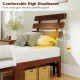 Twin size bed frame with a rustic wood grain headboard, featuring a comfortable high design for stylish bedroom decor.