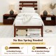 Twin size bed frame with retro headboard, solid wood, 15.5-inch height, no box spring needed, ample under-bed storage.