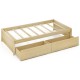Twin size captain bed frame in natural pine wood with two pull-out drawers for convenient storage and slats support.
