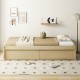 Twin size captain bed in natural wood with two pull-out drawers, perfect for optimizing living space and storage.