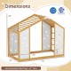 Twin size climbing bed with monkey bars and geometric cut-outs, designed for playful and safe sleeping and play areas.