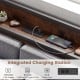 Twin size daybed with rustic brown metal frame, integrated charging station, and ambient RGB LED lights for cozy.