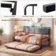Close-up of the rounded corners and anti-slip foot mats on the Twin Size Daybed with Trundle for enhanced safety and.