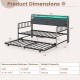Dimensions of the Twin Size Daybed with Trundle in rustic brown, showcasing size specifications for optimal placement.