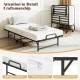 Twin size folding bed with 5-inch gel memory foam mattress, featuring a sturdy metal frame and convenient storage.