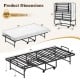 Twin size folding bed with 5-inch gel memory foam mattress, heavy-duty metal frame, and dimensions for easy storage.