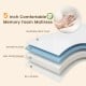 Twin size folding bed with 5-inch gel memory foam mattress, breathable cover, and heavy-duty metal frame for stability.