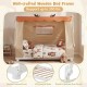 Twin size wooden bed frame with removable tent, antler design, and protective side rails for children's safety and fun.