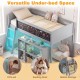 Twin size gray kids loft bed with LED lights, removable bookcase, and versatile under-bed space for reading and storage.