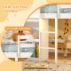 Twin size loft bed in white with full-length guardrails, integrated bookshelf, and LED lights for a cozy children's.